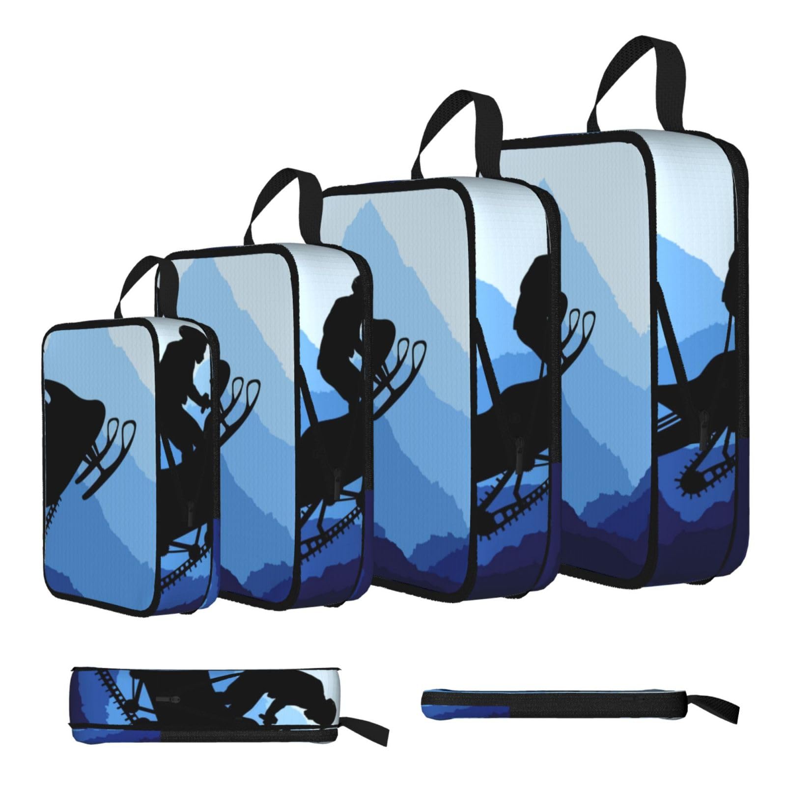 Snowmobile Print 4 Set Compression Packing Cubes For Suitcases,Expandable Storage Bags Organizers