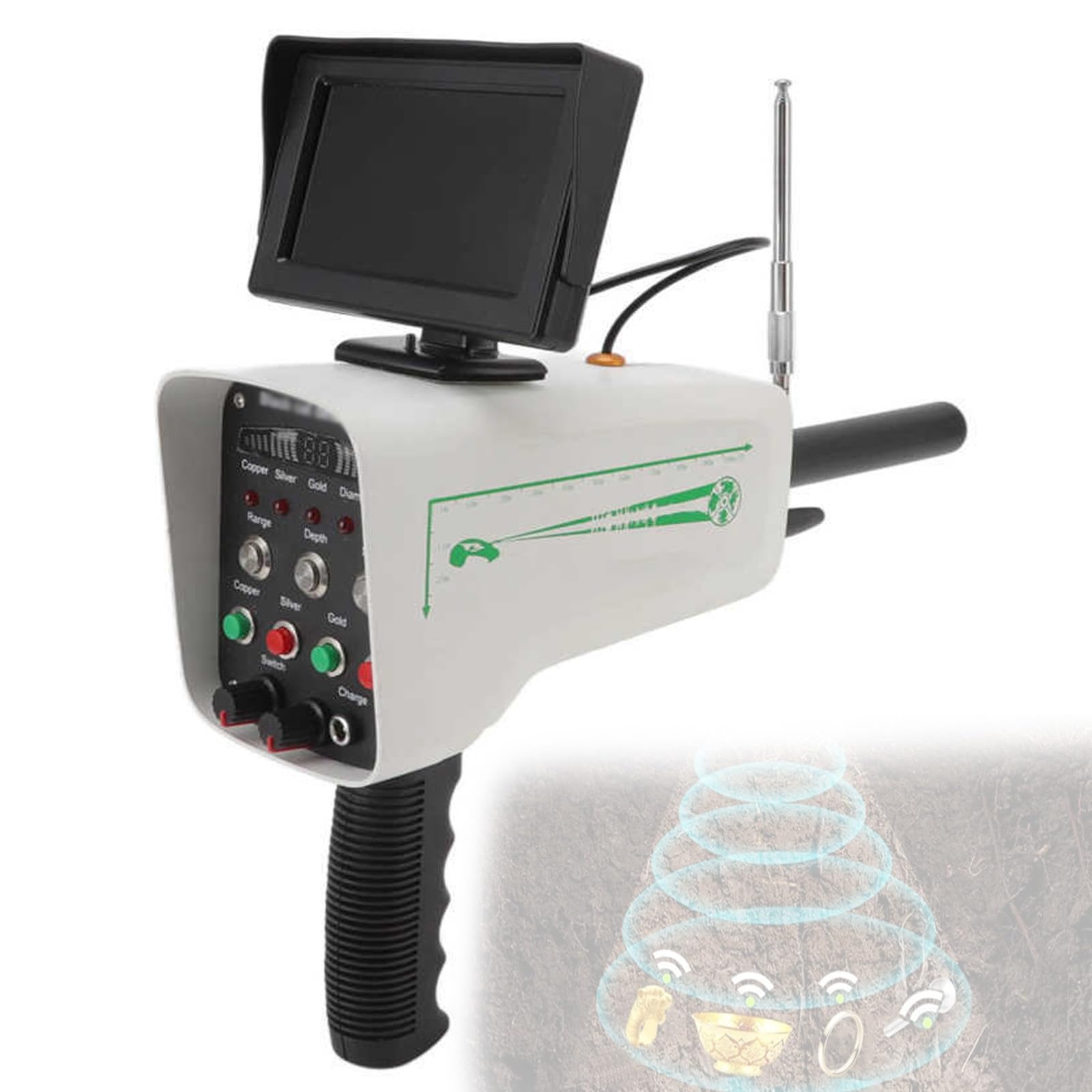 JKJZSALJ Underground Metal Detector with Display, High Accuracy for Gold Silver Copper, 30M Depth 1000M Range, Ideal for Treasure Hunting and Security Checks