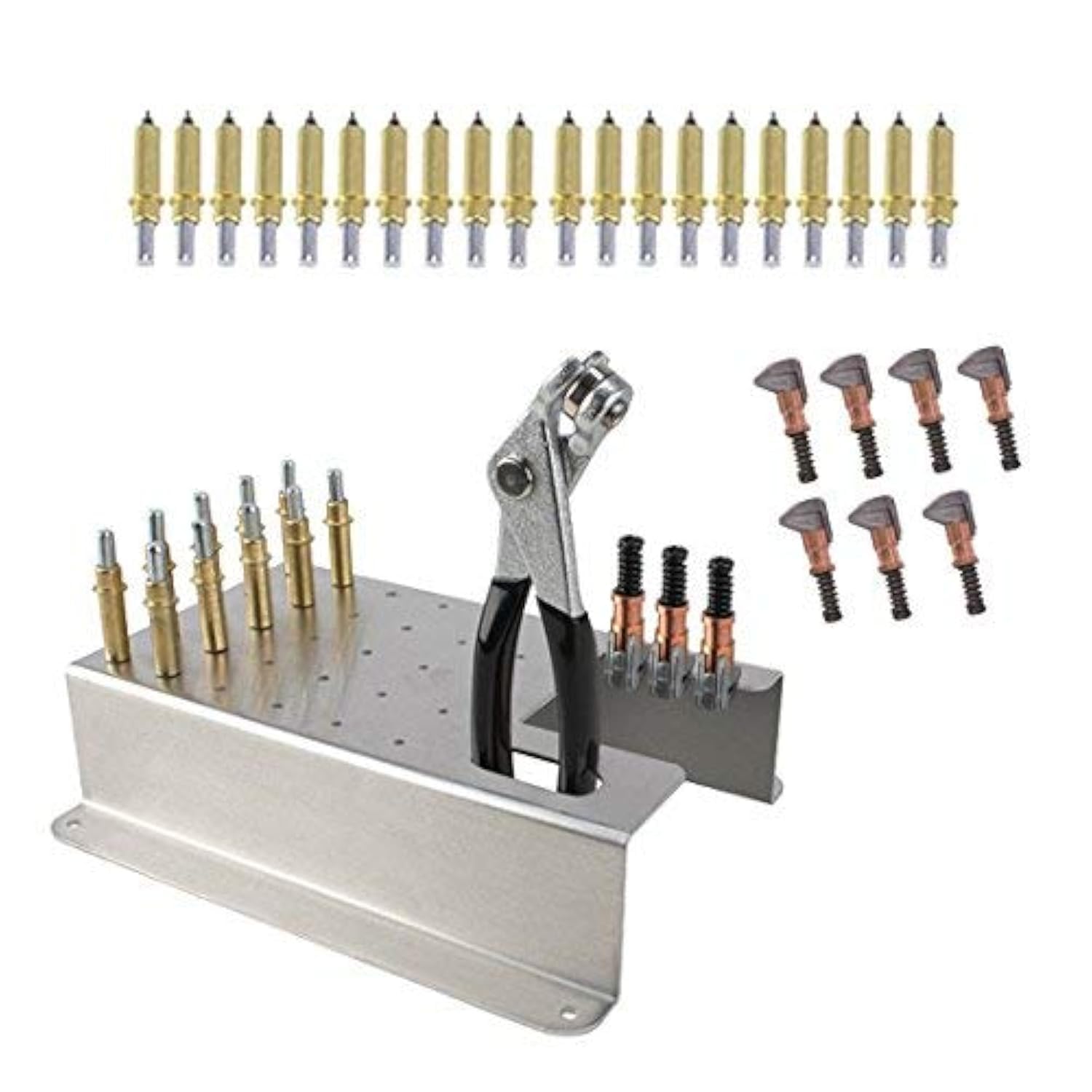 Speedway Motors Complete Cleco Fastener Kit with Holding Tray Steel Clecos in 1/8 and 3/16 Inch Sizes Includes Sheet Metal Clamps and Heavy Duty
