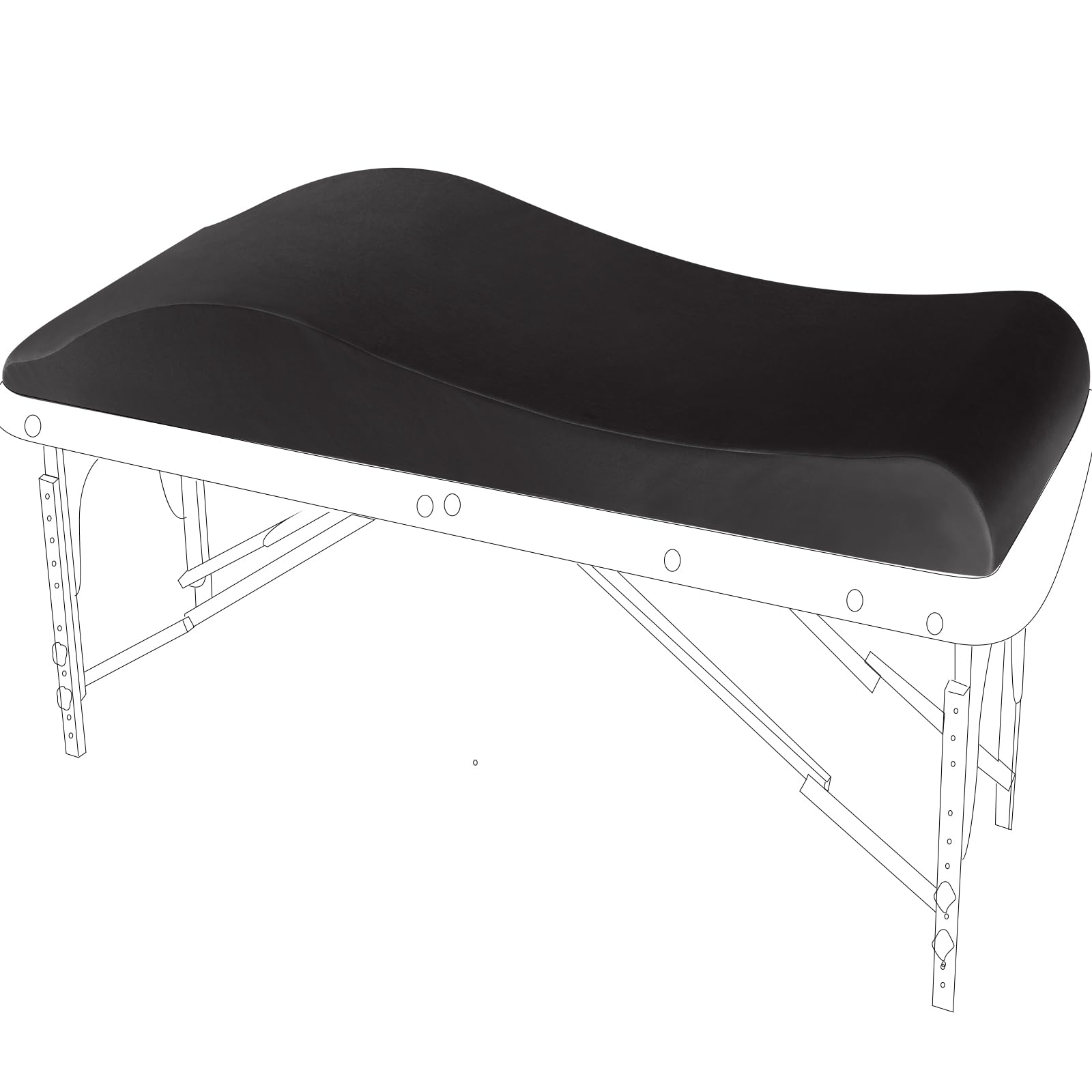 Cubrecolchón ergonómico de espuma para cama de masaje, para sala de belleza, cojín de cama de masaje 30D con funda extraíble (negro, 23.6 pulgadas)