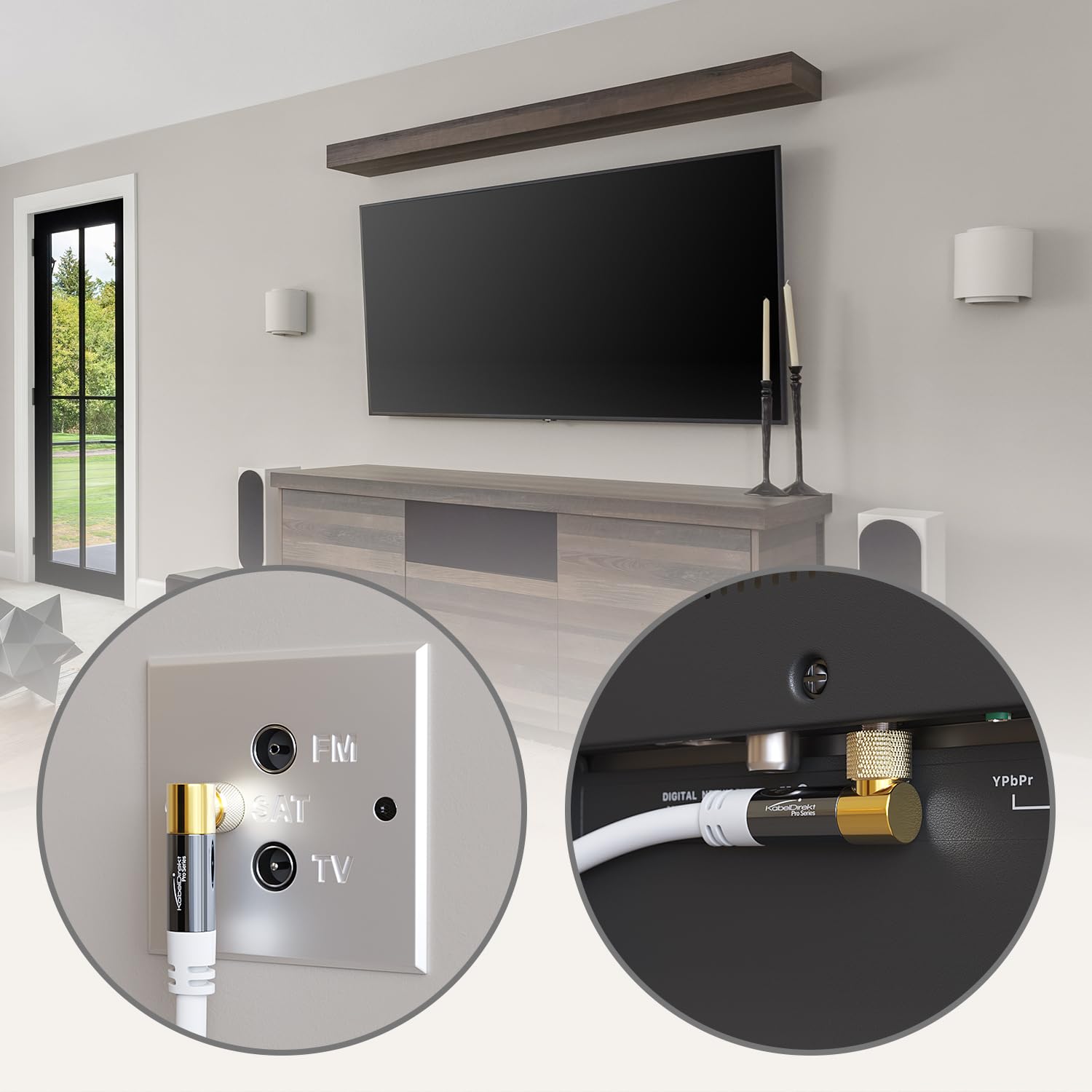 KabelDirekt – Kabel Antenowy, Koncentryczny, Sat – Kątowy 90° – 1 m – Kabel TV 4K, złącze F – Dostępny w długościach od 0,5 do 30 m (radio/TV, DVB-T, DVB-C, DVB-S/DVB-S2, internet, biały)