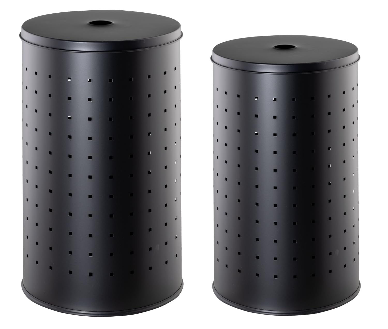 Wäschesammler-Set 2-teilig - Schwarz - Edelstahl - 37 Liter - 54 Liter
