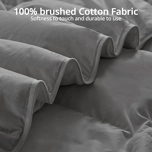 Miniatura 5 de Globon Lujoso edredón de plumas tamaño individual, relleno de edredón esponjoso de la colección de hotel, pesado para invierno, funda de algodón