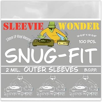 Sleevie Wonder 100 LP Outer Sleeves - 2mil Snug Fit for 33rpm Vinyl Record Albums - 12 5/8"" Polypropylene Plastic Clear Poly Covers +1 free dj sticker