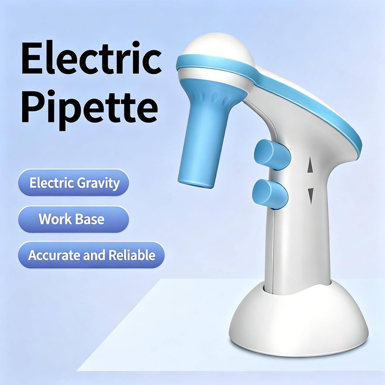 Pipeta motorizada automática digital, controlador de pipeta eléctrica con base antideslizante, 2 modos de drenaje y filtro hidrofóbico de 0,45 m / control de velocidad ajustable para biología química