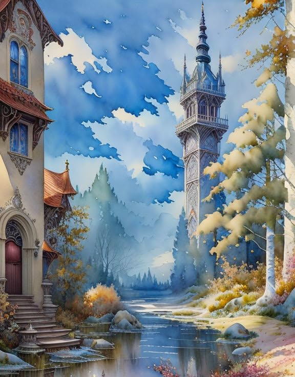 Affiche sur toile paysage de Tours 58x90 cm pour déco murale salon