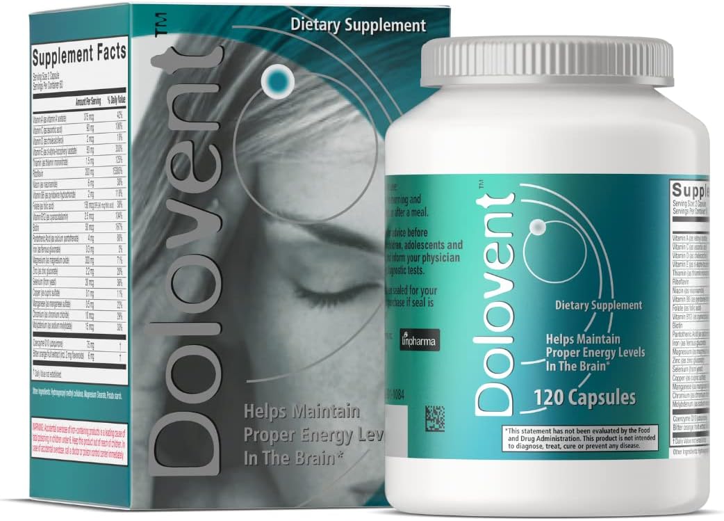 Natural Migraine Relief with Magnesium for Migraines, Vitamin B2 400mg, CoQ10 - Dietary Supplement for Brain Health - 1 Bottle