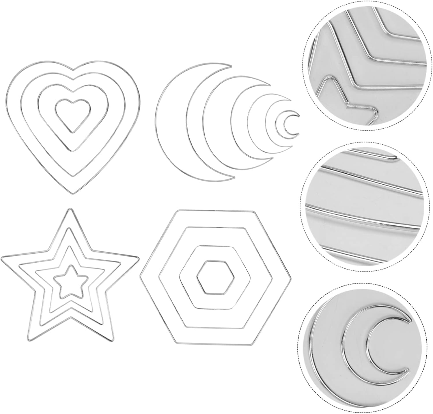 IMIKEYA 16pcs Silver for Dream Catchers and Wreath Crafts for Home Decor Party Garlands and Creative Projects Includes Shapes
