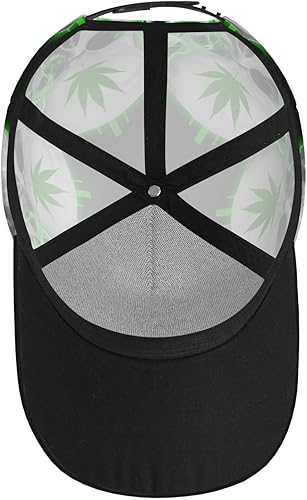 Miniatura 5 de Gorra de camionero ajustable para hombre, gorra de béisbol Snapback, Marihuana Leaf Weed Cannabis Skull