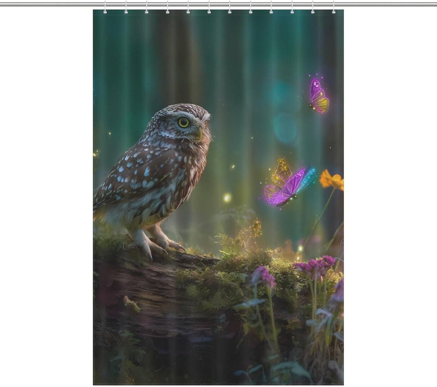 Cute Owl Butterfly Shower Curtain 46.85x70.87Inch（119x180cm） Polyester Bath Curtain Shower Curtains Printed Decorative
