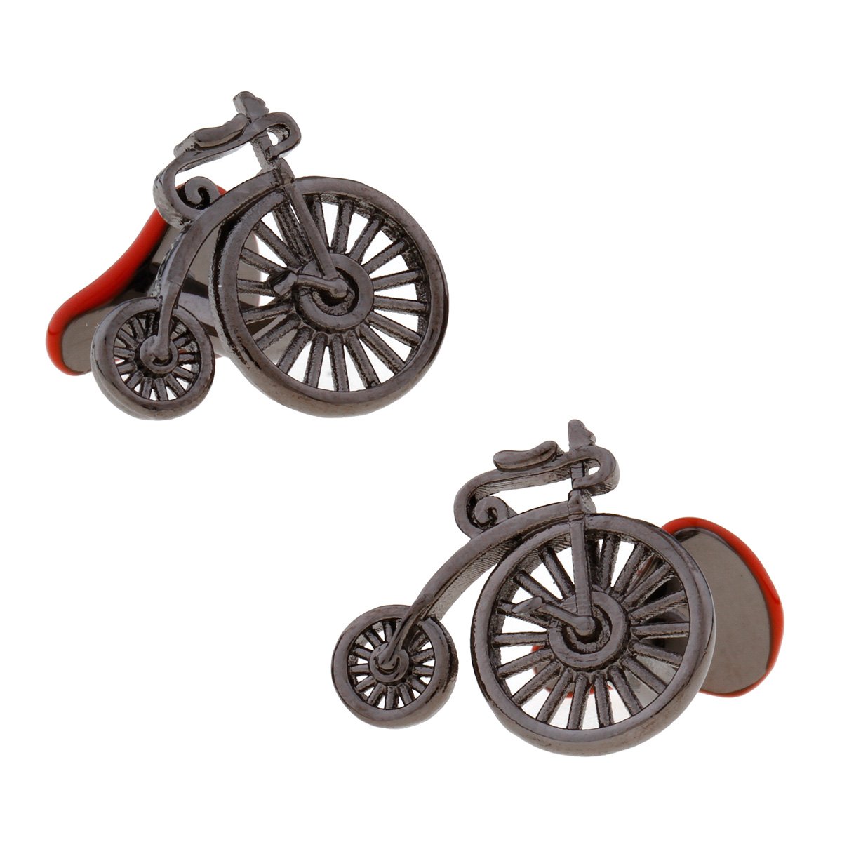 Big Wheel Bicycle Silver Brass Cufflinks For Men Vintage Cycling-image-35