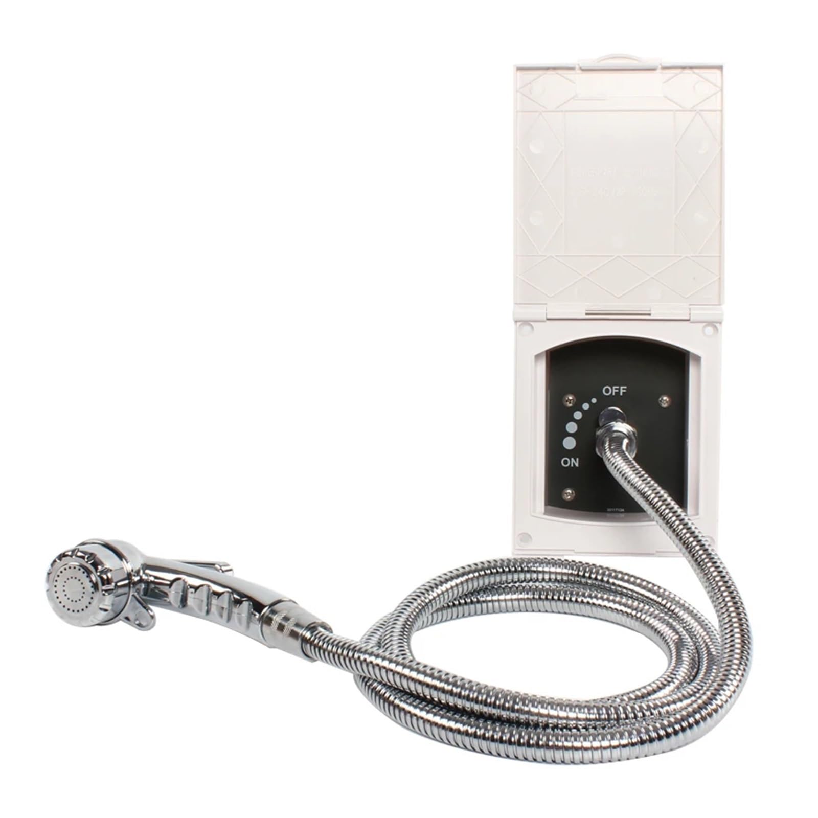 ZQFHSX White Exterior Shower Box Kit Pull Out Faucet Bathroom Sink Kitchen For Caravan RV Boat Motorhome Modification(Shower with a)
