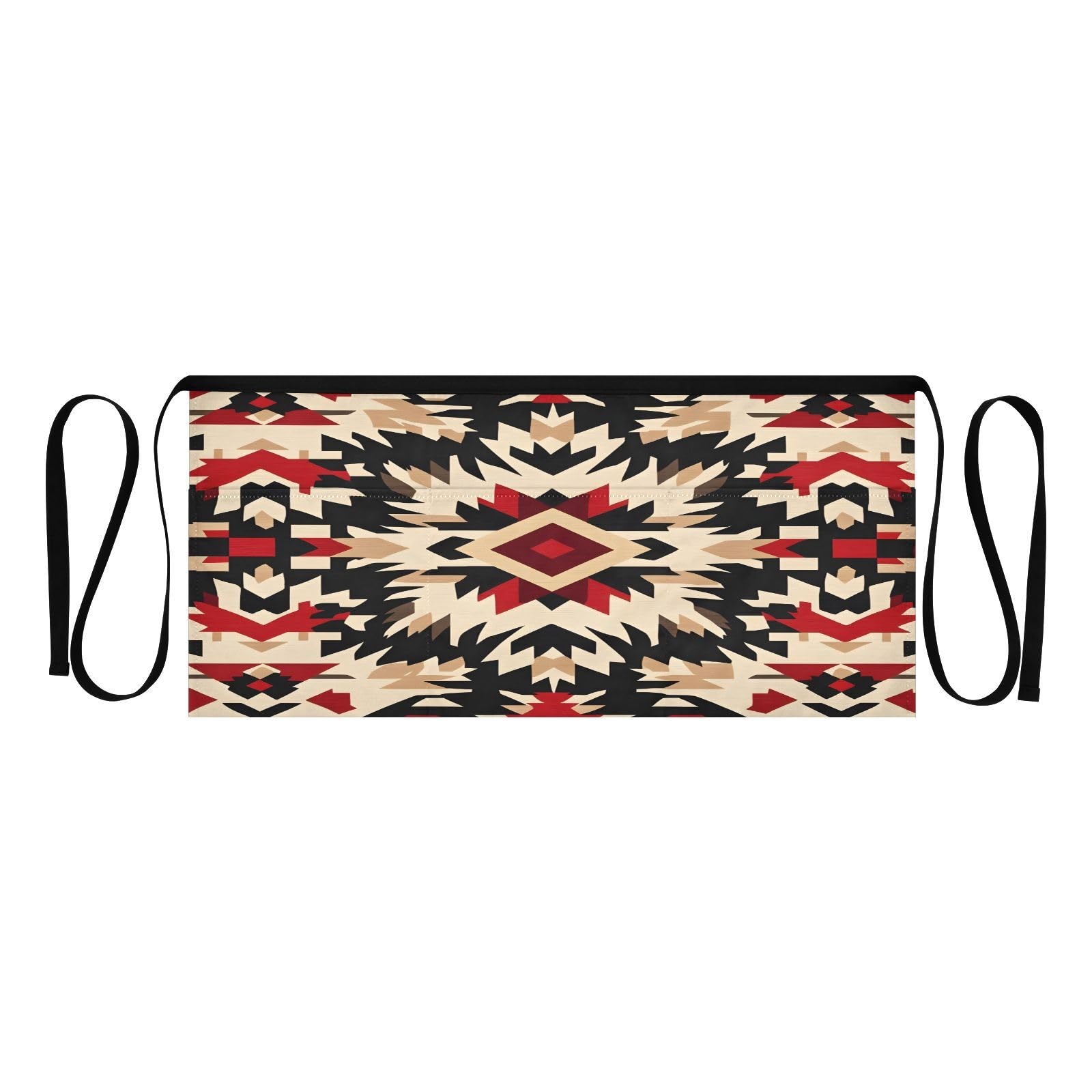 Kigai Traditional Tribal Texture Server Aprons for Men Women Water & Oil Resistant Waitress Waiter Waist Apron with 3 Pockets