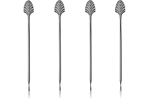 Viski Art Deco Toothpick Gun: 5-Inch Stainless Steel Cocktail Picks (Set of 4)
