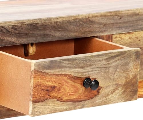 Miniatura 5 de Tidyard Mesa consola de pared con 3 cajones de almacenamiento armario lateral de madera Sheesham montado en la pared para entrada pasillo sala de