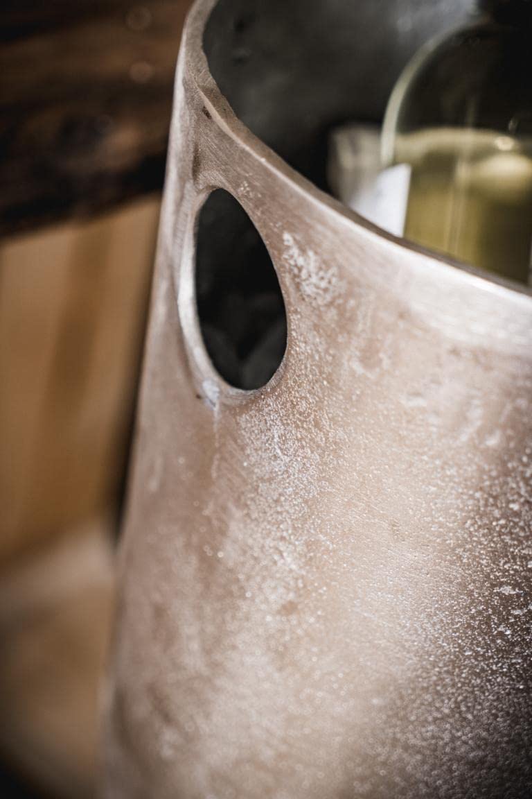 Champagnerkühler auf Standfuß, Weinkühler Sektkühler Flaschenkühler Getränkekühler, Aluminium Metall Silber Party - Kühler für Sekt, Wein und Champagner - XXL 90 cm