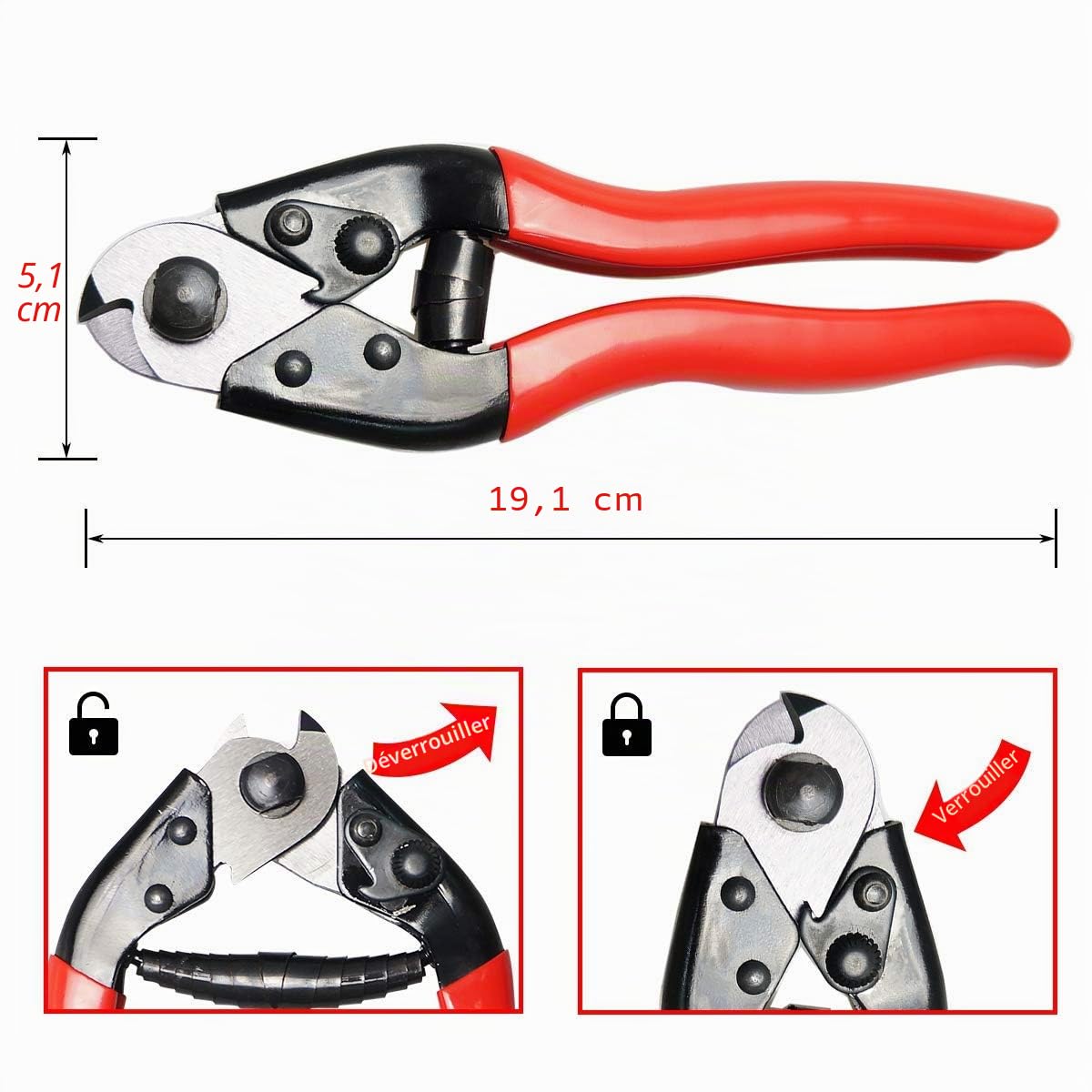 Lababe Pince coupe-câble à cliquet ultra résistante pour câbles en aluminium/cuivre jusqu'à 240 mm²
