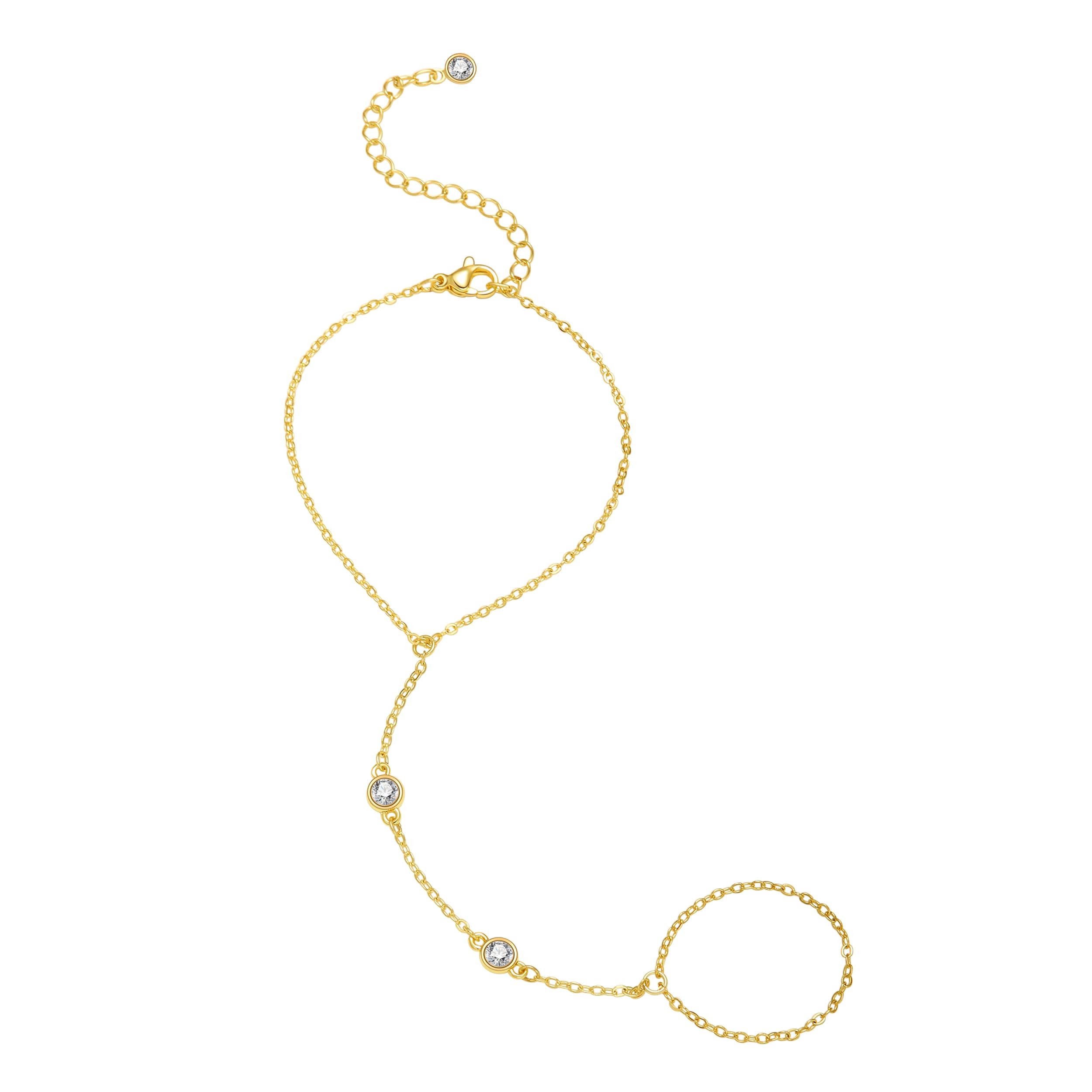 Listine Hand Chain Bracelet 14K Gold Plated Ring Bracelet Hand Chain Trendy Stuff for Women Dainty Hand Bracelets with Finger Ring Hand Jewelry for