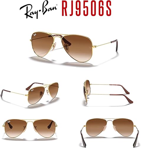 Miniatura 7 de Ray-Ban Junior Aviator RJ9506S - Lentes de sol de aviador para niños pequeños + paquete con kit de gafas de diseñador iWear