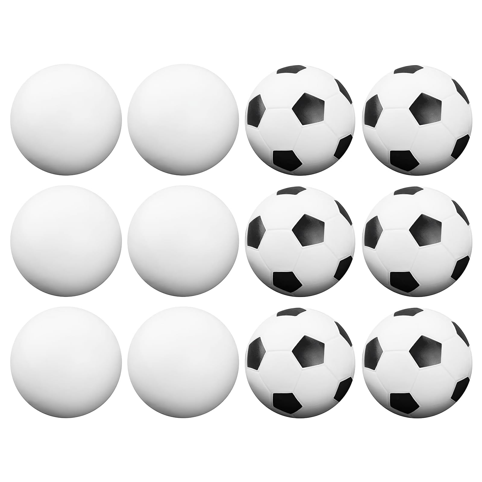 Brybelly Juego de 12 balones de fútbol Mixtos para mesas de fútbol estándar y balones clásicos (6 fútbol Blanco y Negro) (6 Blancos Lisos)