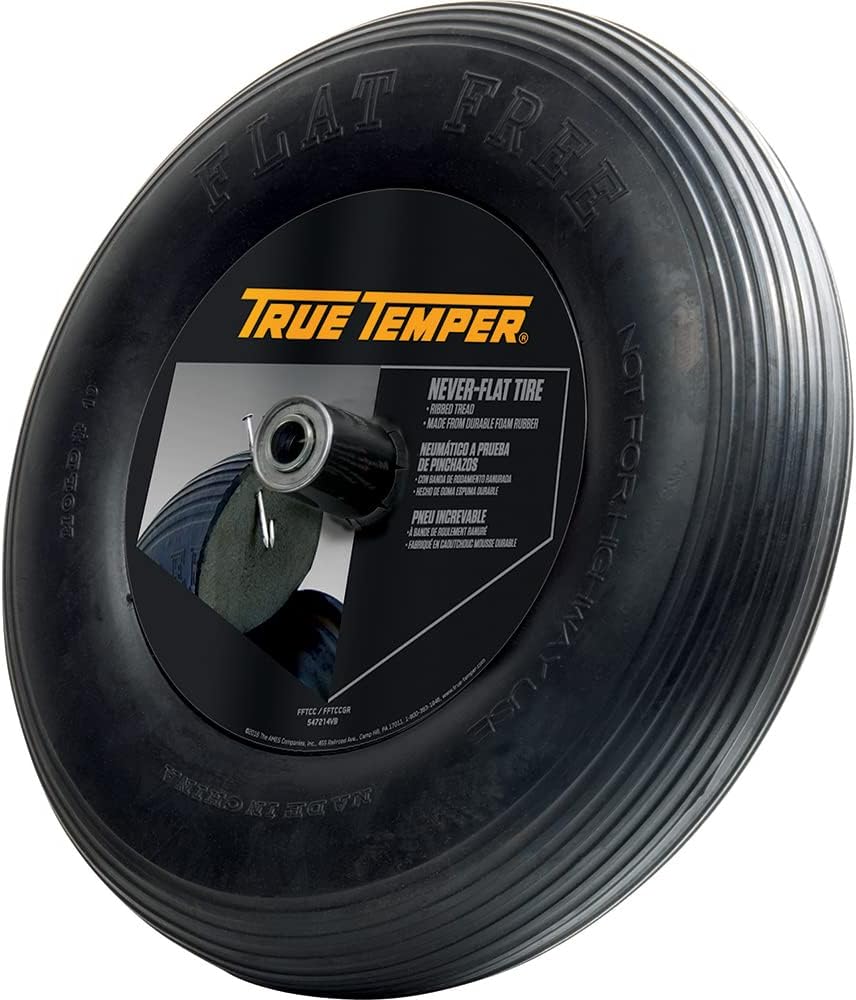 True Temper The AMES Companies, Inc 8-Inch Flat Free Solid Wheelbarrow Tire FFTCC