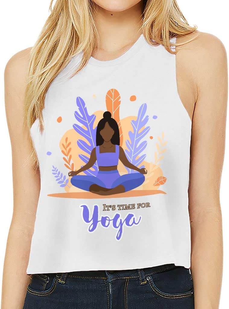 Time for Yoga Racerback Cropped Tank - African American Women's Tank - Illustration Tank Top