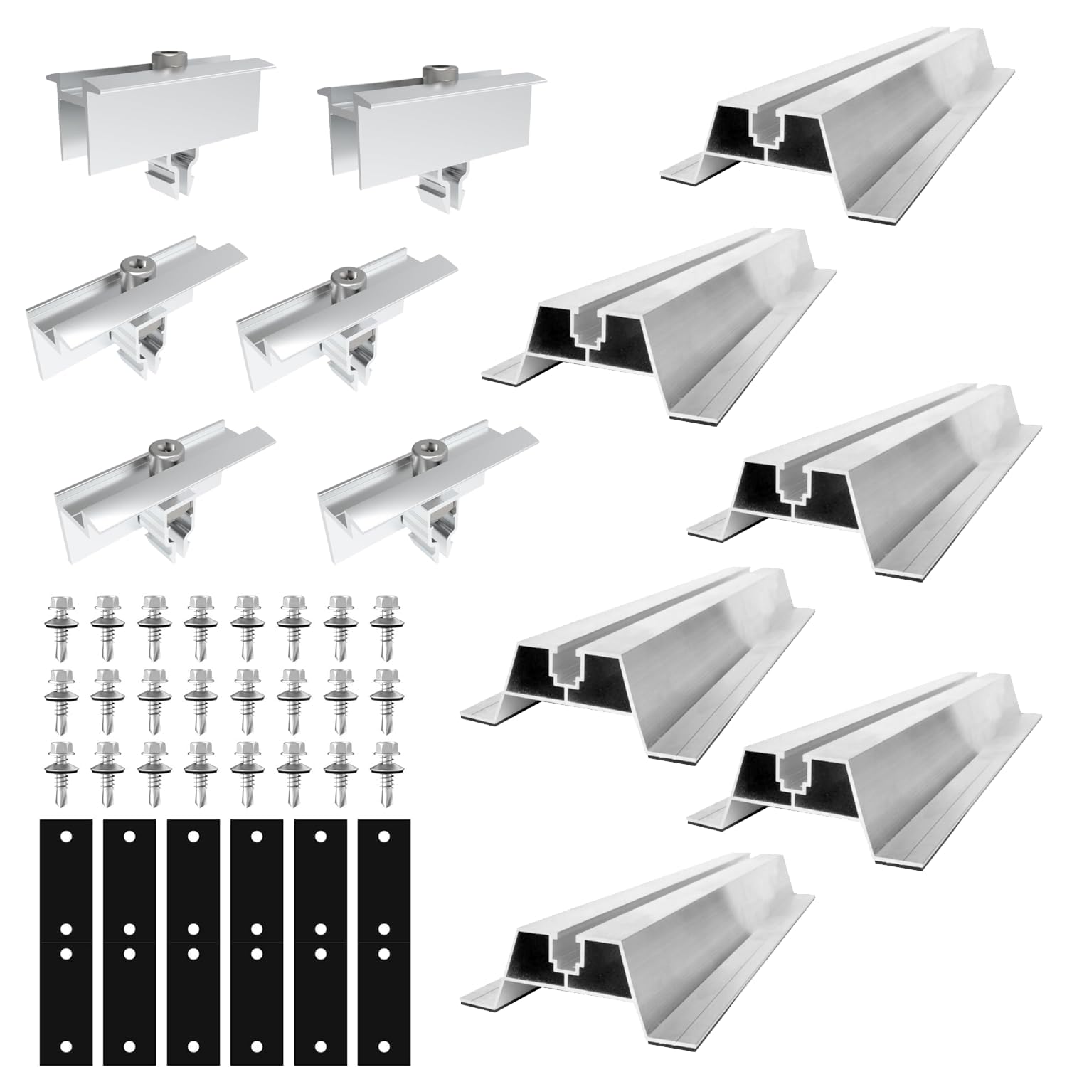 40cm!!! Halterung Set, x 2 PV Solarmodul Halterung für 30-35MM Dicke Module Solarpanel Montageset 2 PV Module Geeignet für TRAPEZDACH Flachdach Montage PV Befestigung