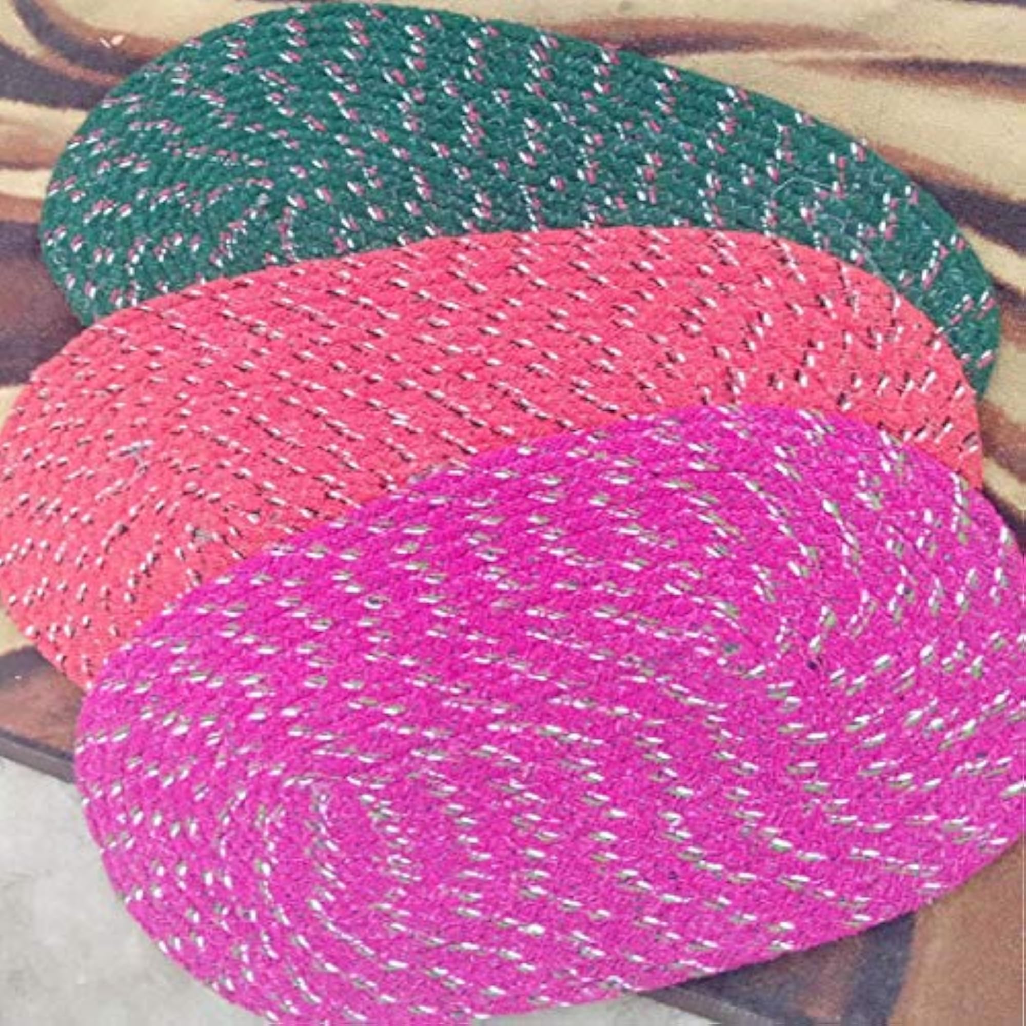 Jalebi Design Cotton Door Mat, Multicolor