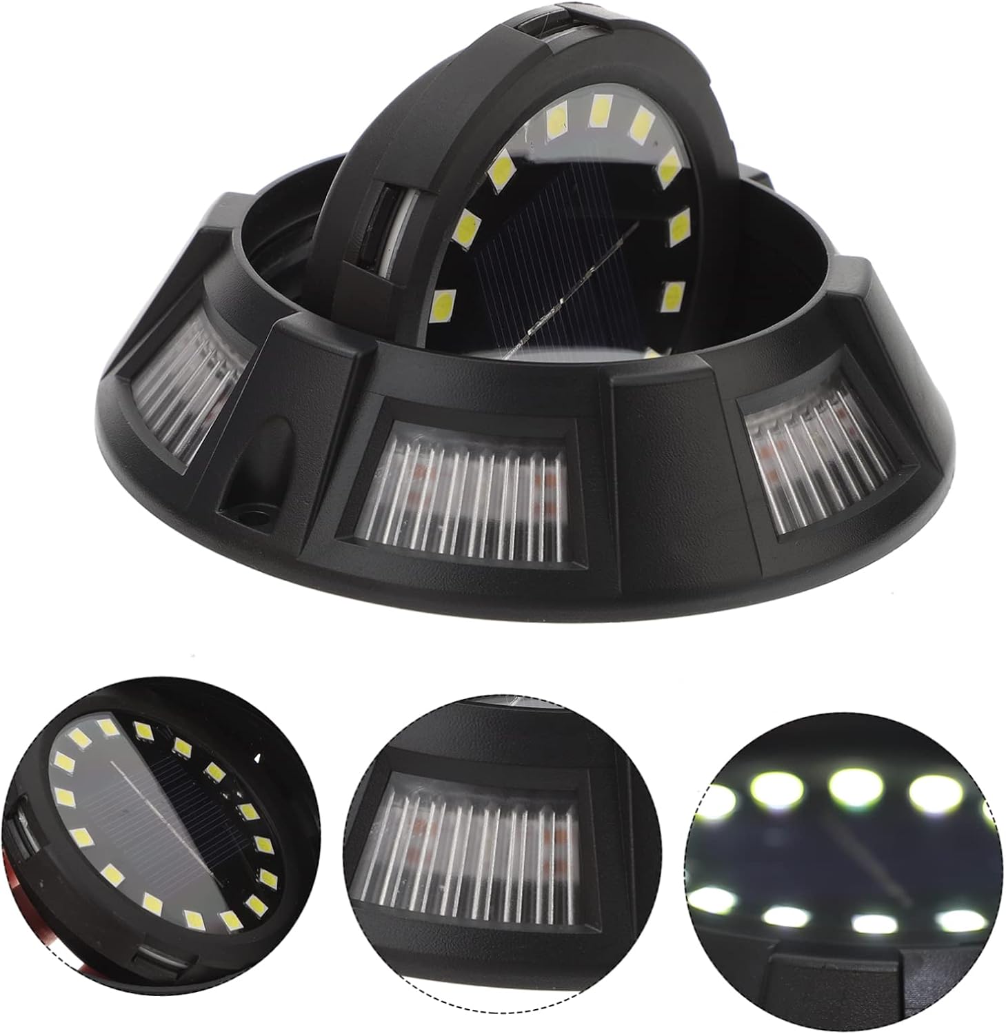 NUOBESTY 4Pcs Outdoor Solar Ground Lights Landscape Pathway Lawn Decor with Rotatable Side Glow for Backyard Garden Walkway