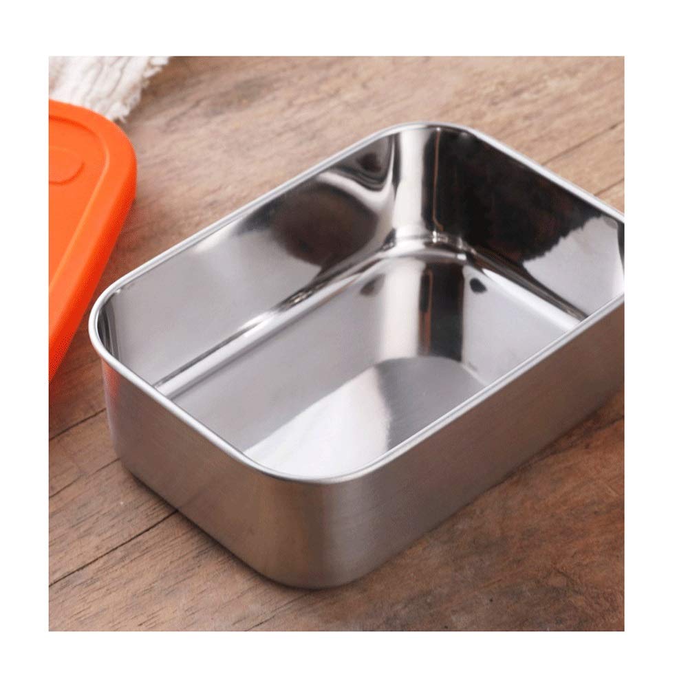 Fiambrera 800 ml de acero inoxidable Bowl fresca Almuerzo Merienda sello de silicona Con contenedor de almacenamiento de alimentos cubierta de la tapa plegable caja de almuerzo del estudiante