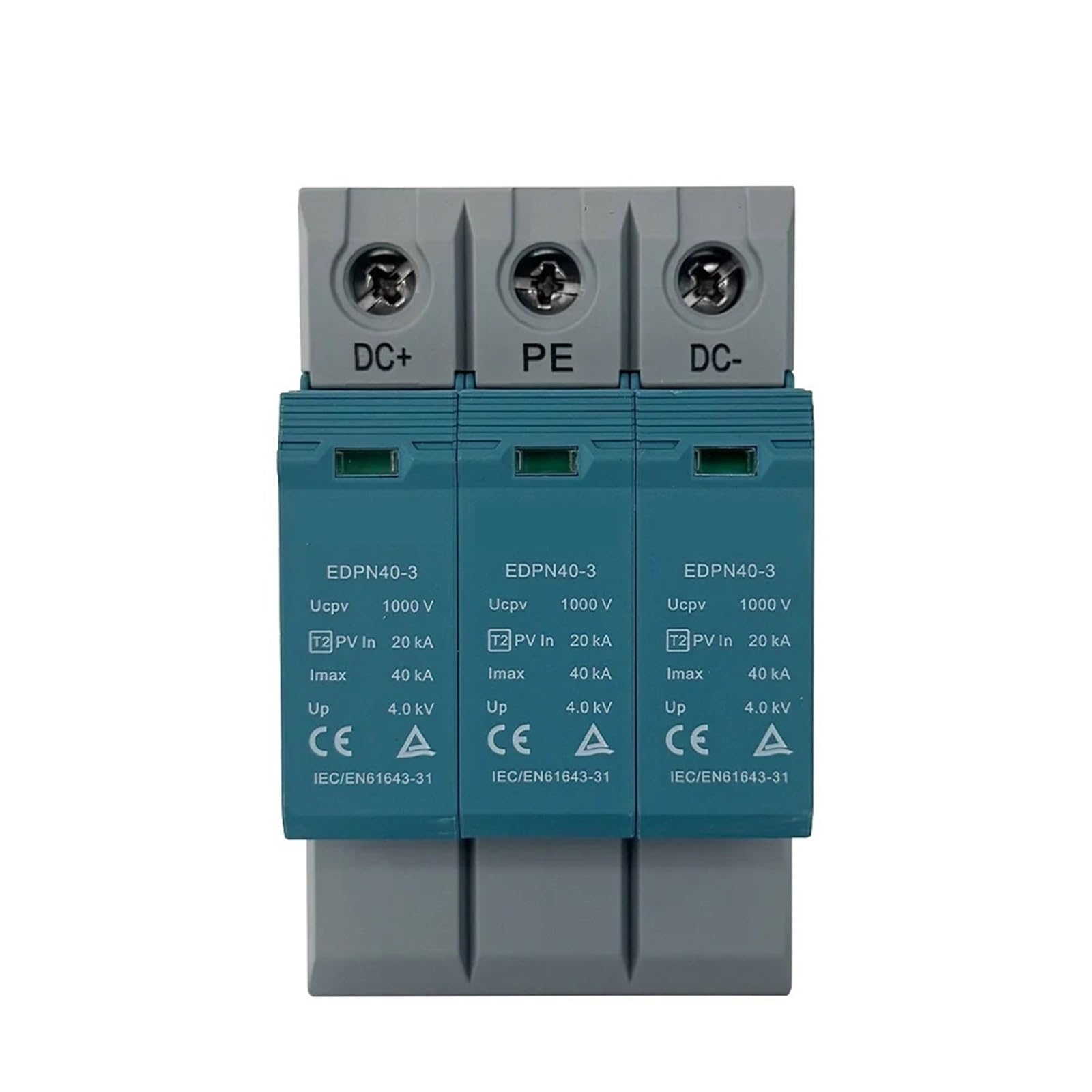 Osłona przeciwprzepięciowa 3P DC Solar SPD T2 na szynę DIN DC 1000 V 40KA ogranicznik (3P 1500 V)
