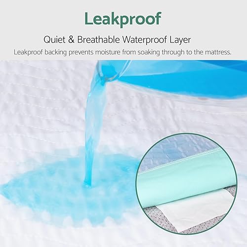 Miniatura 2 de CoolShields Almohadillas de cama impermeables para incontinencia de 60 x 36 pulgadas (Queen) Protector de colchón lavable y reutilizable para niños,