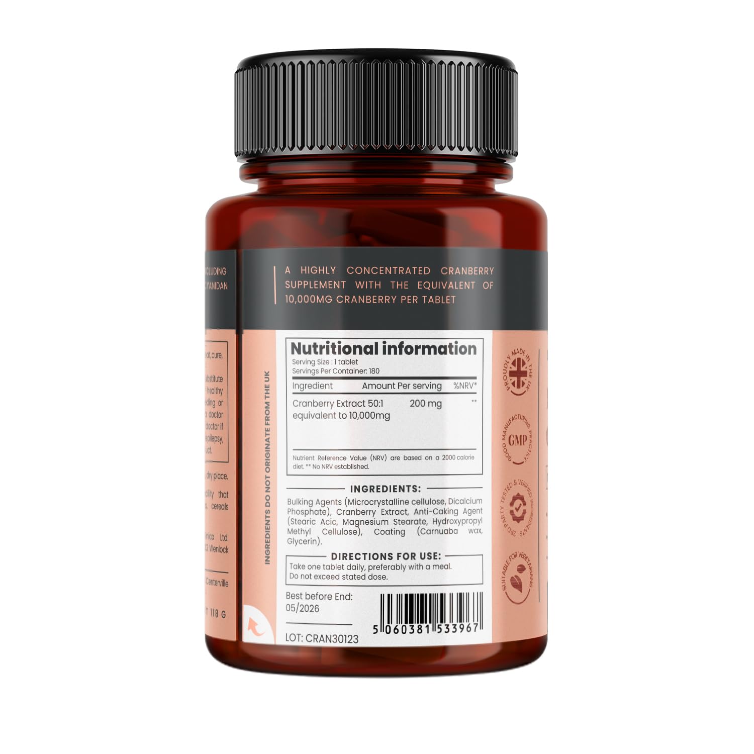 Extracto de Arándano de Doble Potencia 10,000 mg x 720 Tabletas Ultra Concentradas - ¡Suministro para 24 Meses! (4 frascos de 180 comprimidos)