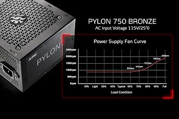 XPG Pylon Series 750B-BKCJP Power Supply Unit, 750 W, 80 Plus, BRONZE Certified, Direct Fit Model, ETA Lambda Certified