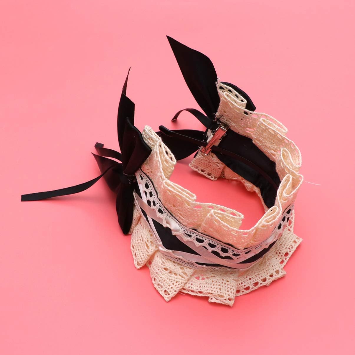 Minkissy Lolita Lace Headband Sweet Hair Band Vintage Hair Accessories for Cosplay Pary Women Girls (Black) - Image 3
