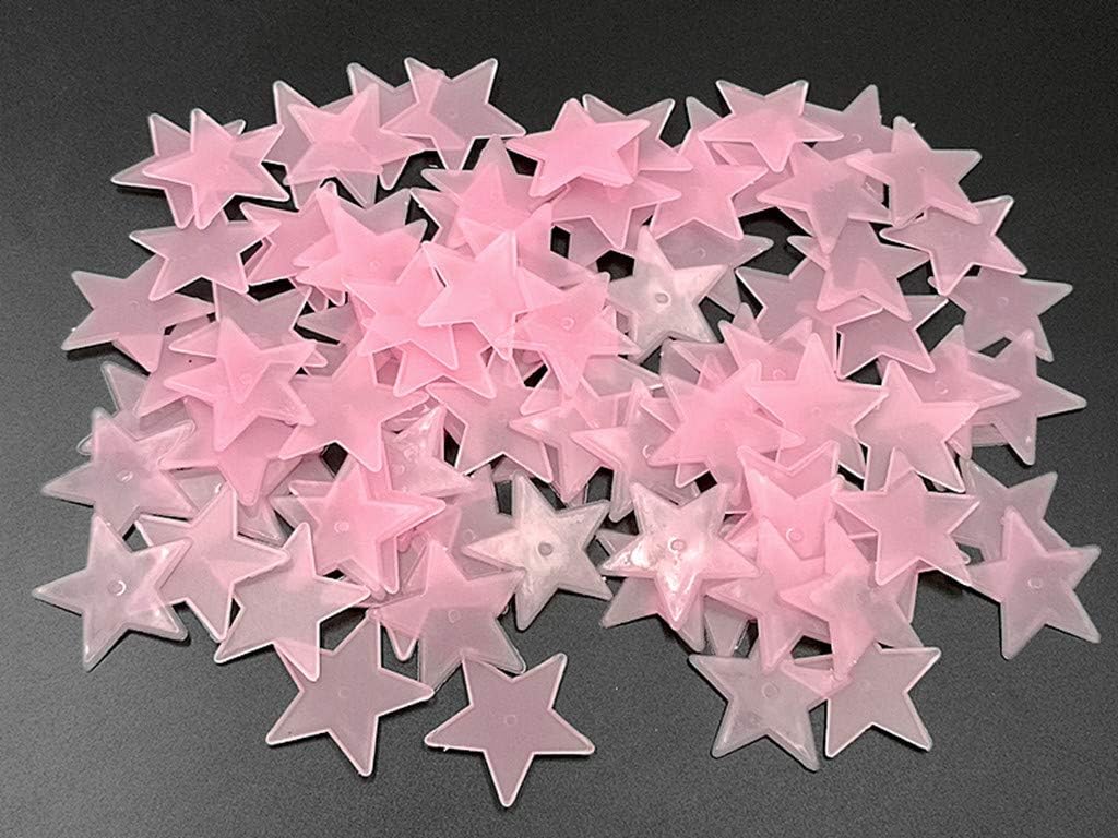 Glow in The Dark Stars Sticker Luminous Stars Wall Ceiling Pasters(100pcs,Pink,1.2 Inches)