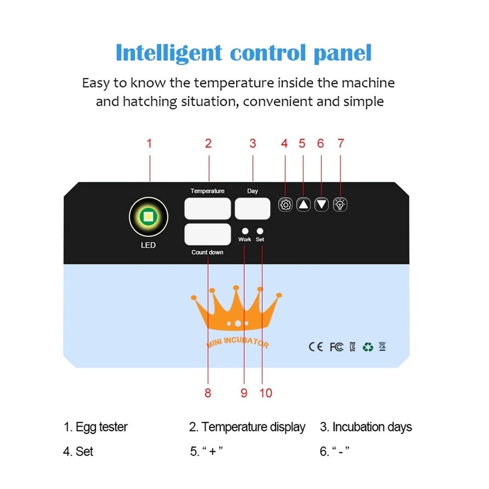 15 Uova Incubatore Automatico Uova Controllo della Temperatura Schermo LED Piccolo Generale Digital Allevatore Per Pollo Anatra Quaglia Uccelli Turchia