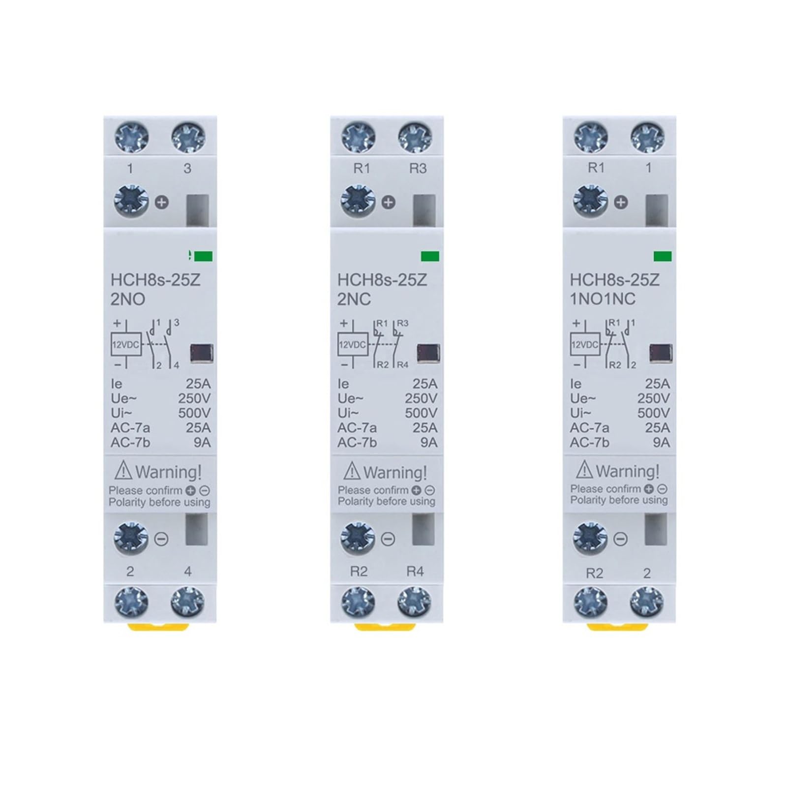 HCH8s-25 Stycznik modułowy 2P 25A AC DC 2NO lub 2NC 1NO1NC 24V 110V 220V domowy typ szyny DIN (pomarańczowy)