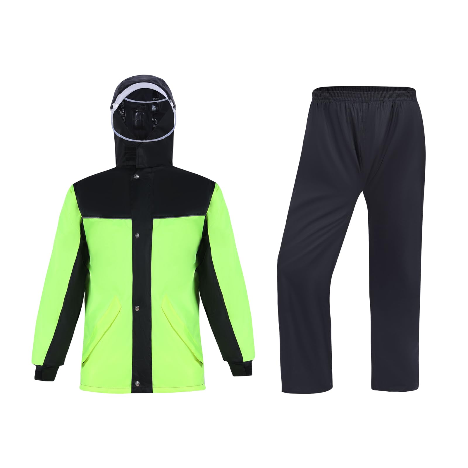 Combinaison de Pluie Imperméable Pour Homme Veste de Pluie et Pantalon Unisexe à Capuche Pour Tous les Sports, Pêche, Moto