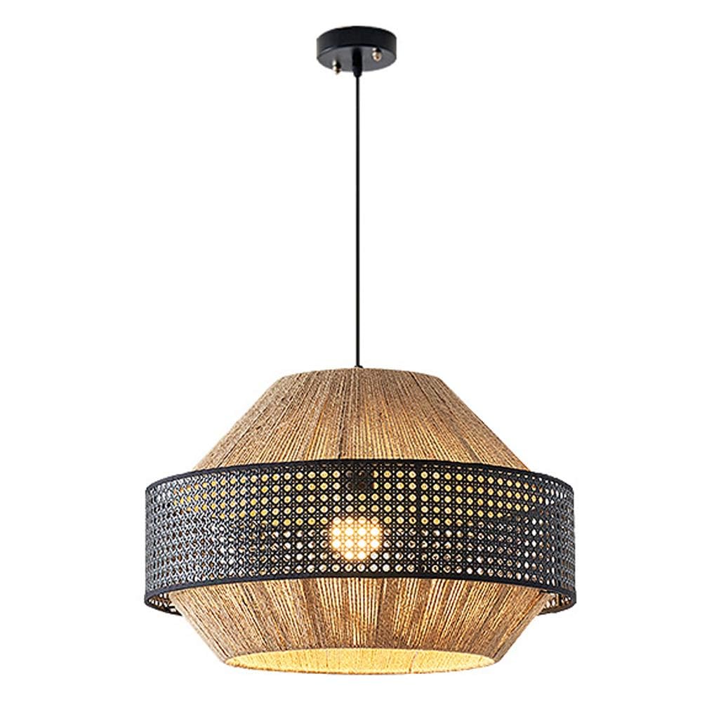 Lustre en panier tressé bohème pour illuminer la salle à manger