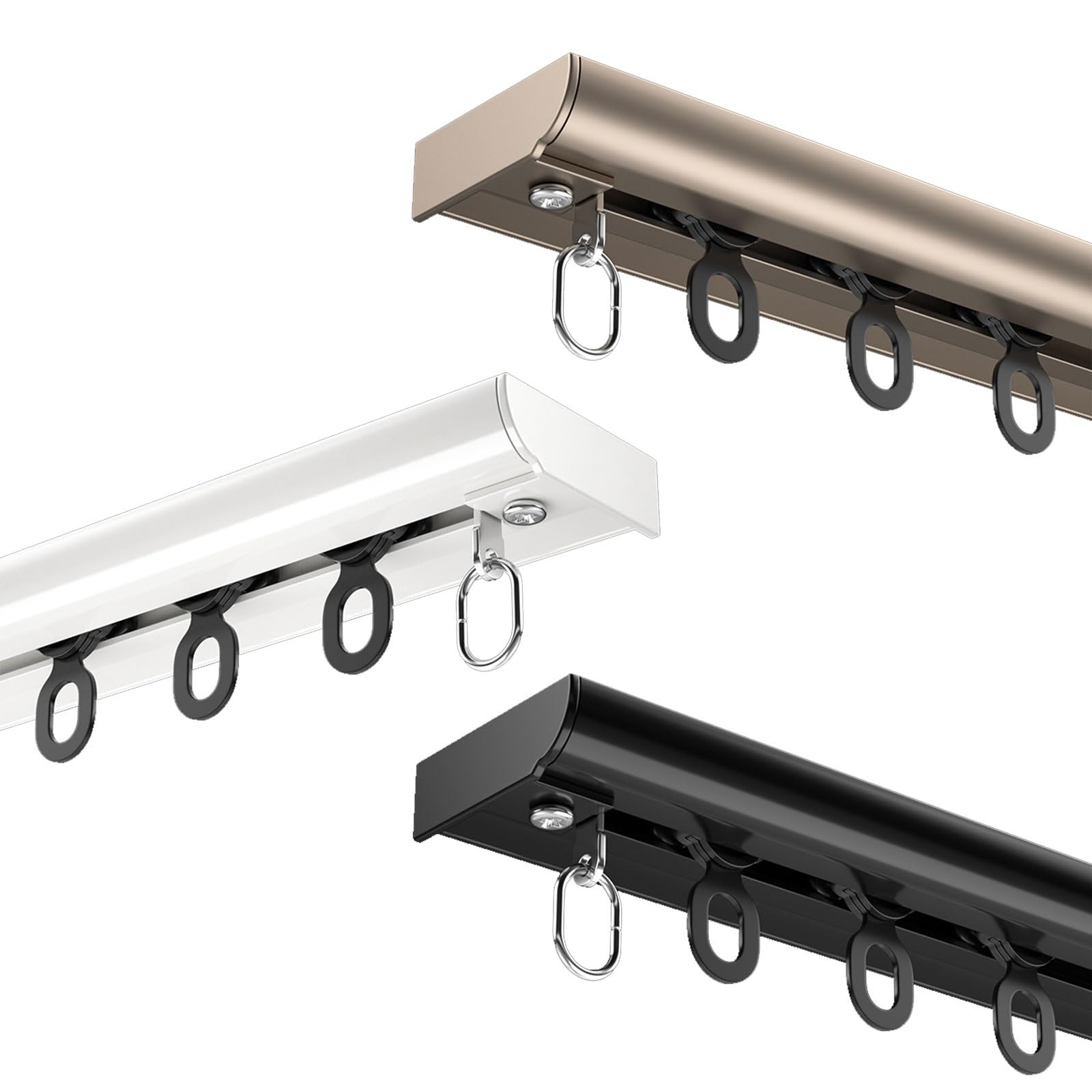 Rail de rideau en aluminium - Poulies améliorées - Design ultra fin - Idéal pour le salon, la chambre à coucher, la salle de bain, la douche et le camping - Tringles à rideaux cachées pour une