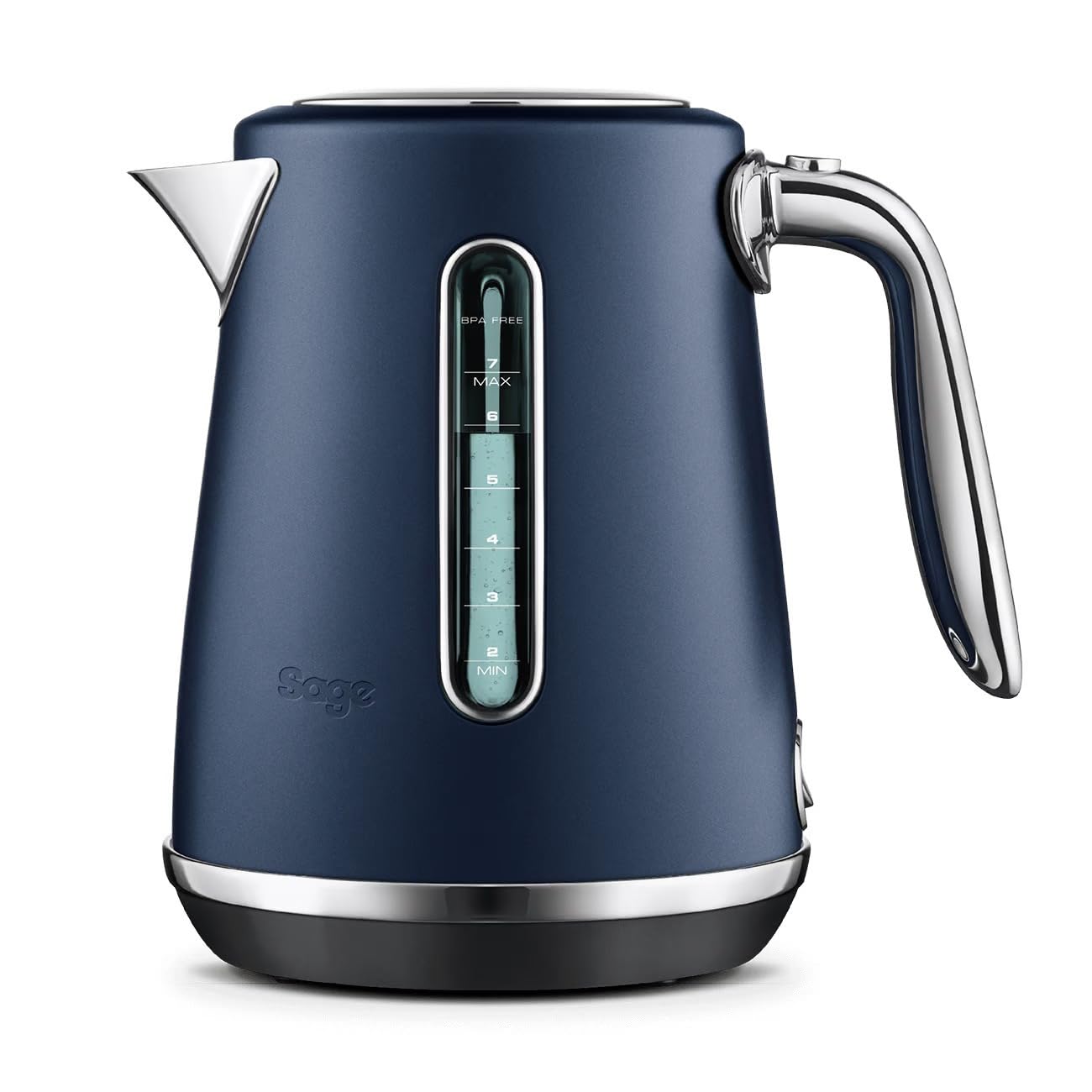 Sage - The Soft Top Luxe Quiet Electric Kettle - Fast Boil, Opens Softly, Elegant Design - 1.7 L Capacity, Cordless, 2400 W - Damson Blue