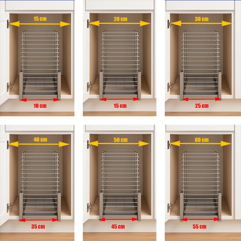 Stolmet Panier Coulissant pour Armoire 30 cm (Largeur du Panier : 25 cm) – Fermeture Amortie, Métallique Argent
