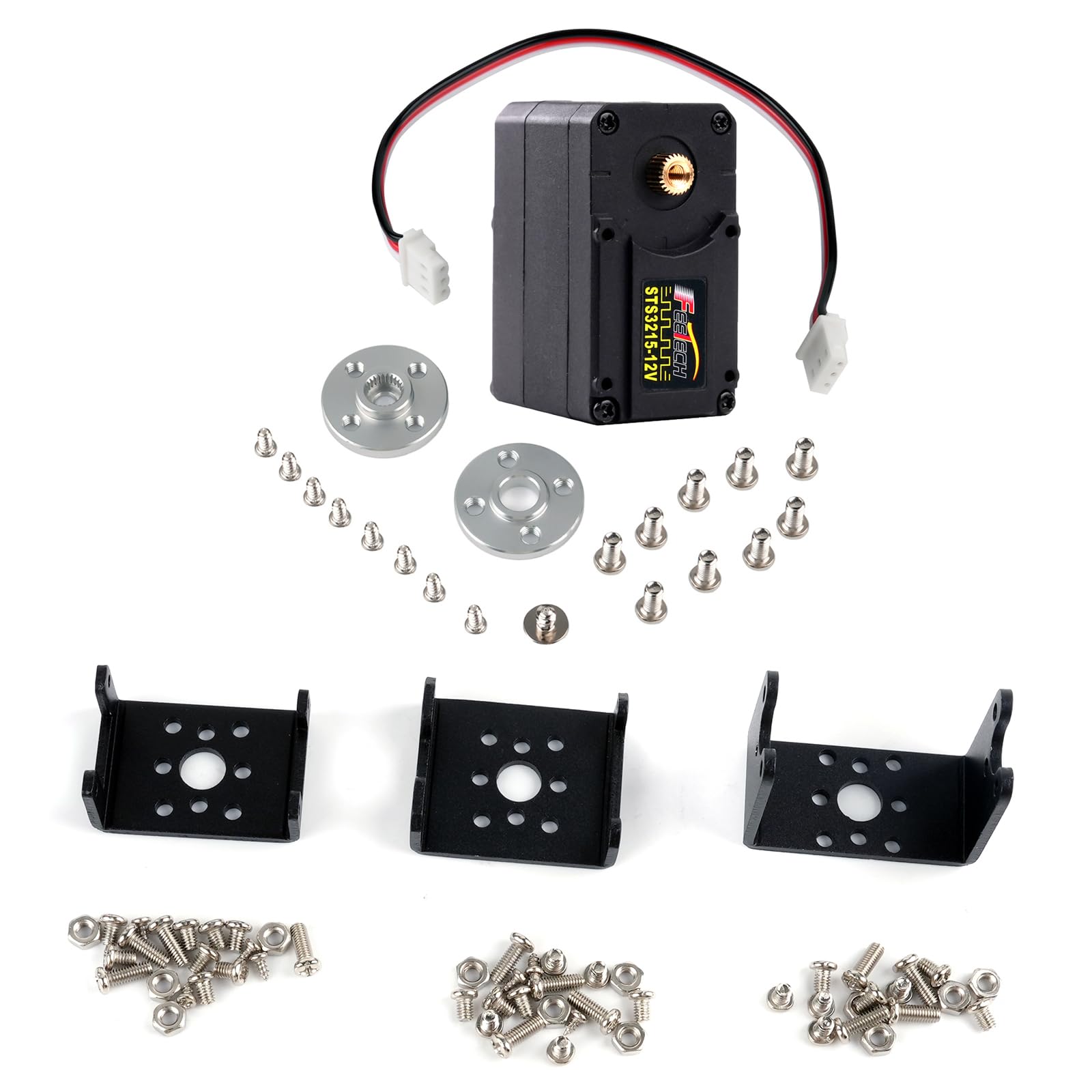 DIYmall STS3215 12V 30KG Magnetic Encoder Servo Metal Gear Dual Axis TTL Serial Bus Servo 360 Degree + Metal Bracket for Robotic Arm Smart Robot