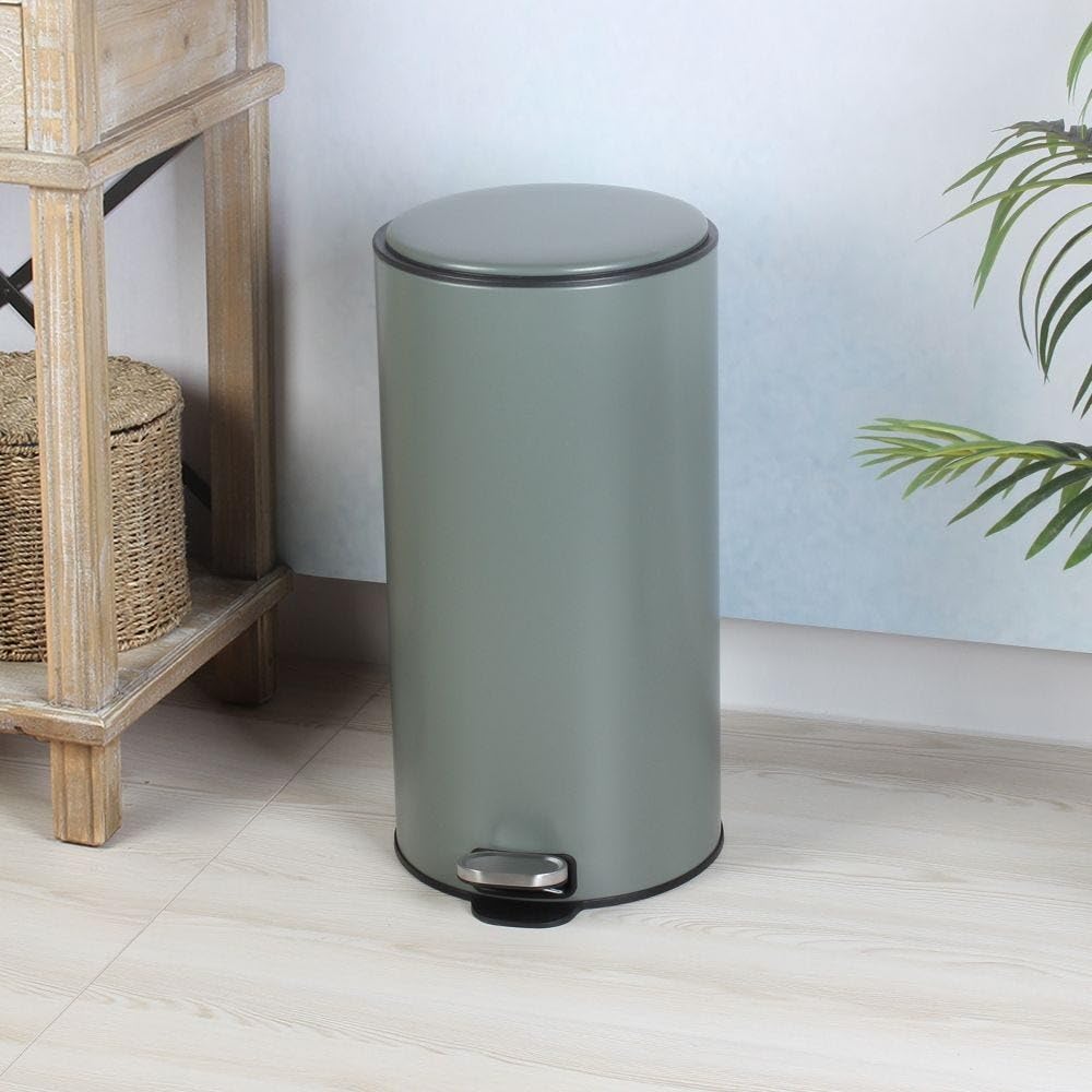 Danube Home Falcon 30L Pedal Bin Soft Close With Powder Coating | Iron, Pp Waste Disposal Bin For Kitchen Bathroom And Offices | L 33 X W 62 Cm - Green