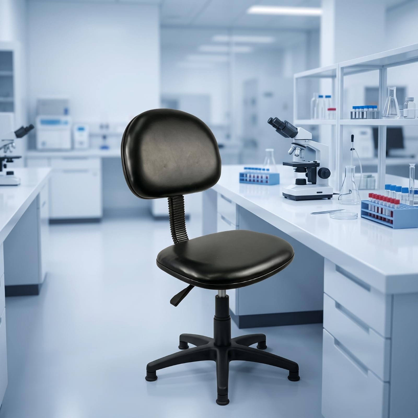 Sedia Antistatica Industriale Sedia da Lavoro con Schienale Lavabile Sgabello con Schienale per Laboratorio, Officina