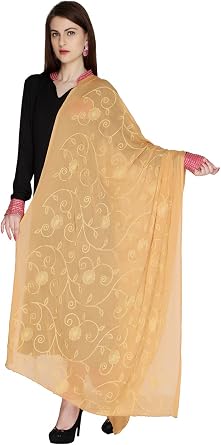 DUPATTA BAZAAR Womans Embroidered Soft Chiffon Chunni,Dupatta, Stole