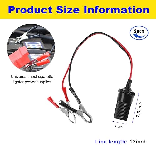 Miniatura 8 de Sylvil Adaptador de batería para encendedor de cigarrillos, terminal de batería de 12 V con clip, enchufe divisor de cigarrillos femenino, enchufe