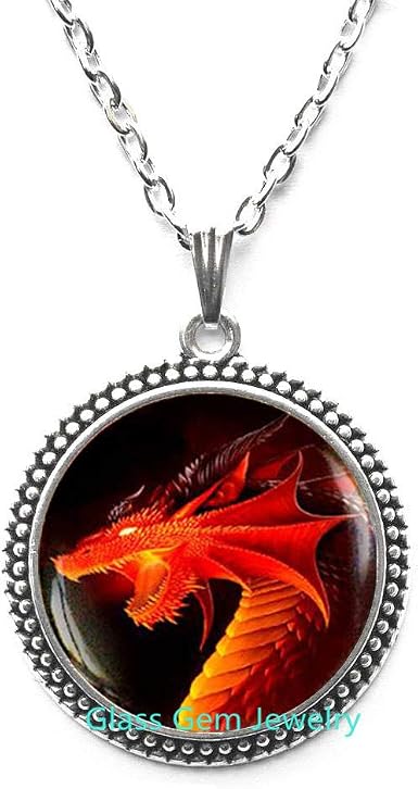 Red Dragon Pendant, Red Dragon Necklace 