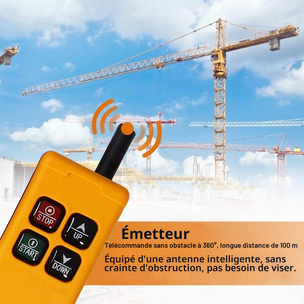 MXBAOHENG 220v Contrôle de Grue Télécommande Grue de Contrôle sans Fil Industrielle Commande radio de palan avec 2 émetteurs et 1 récepteur HS-4 * 2